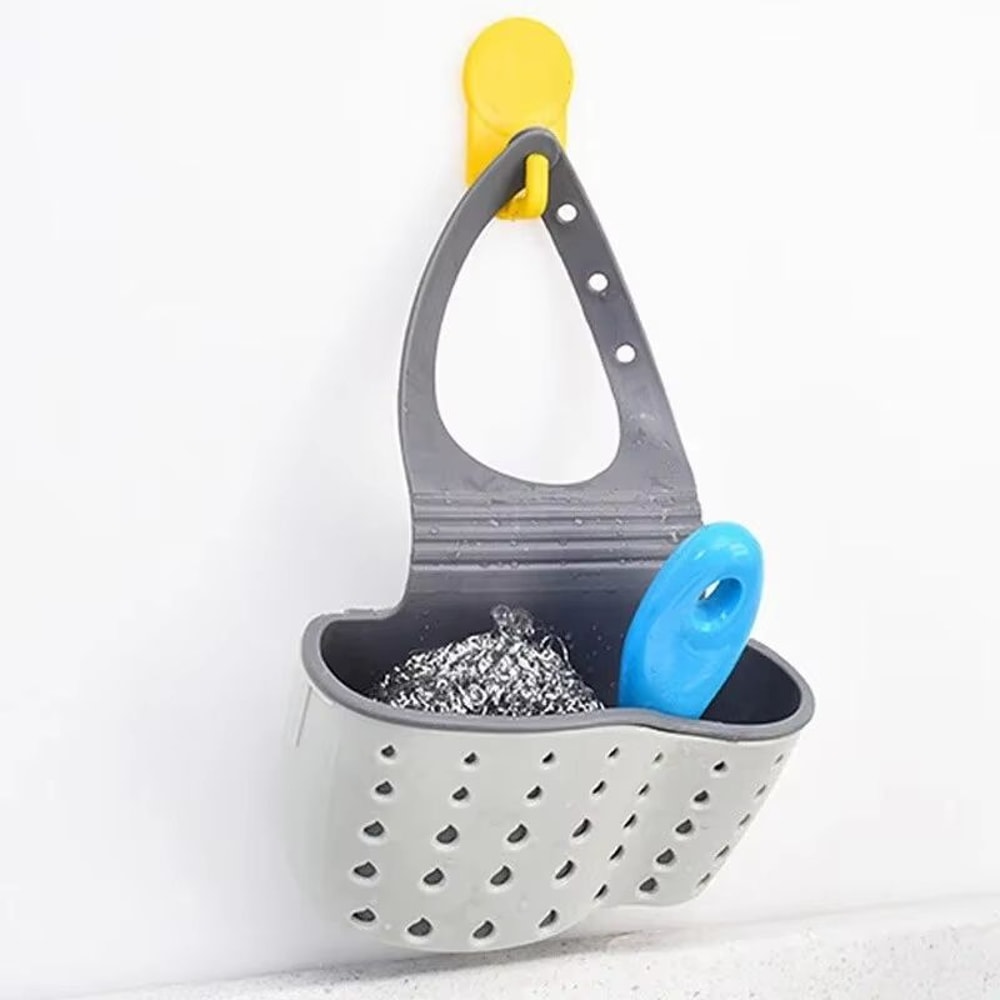 Adjustable Kitchen Sink Hanging Storage Basket For Soap And Sponge 5