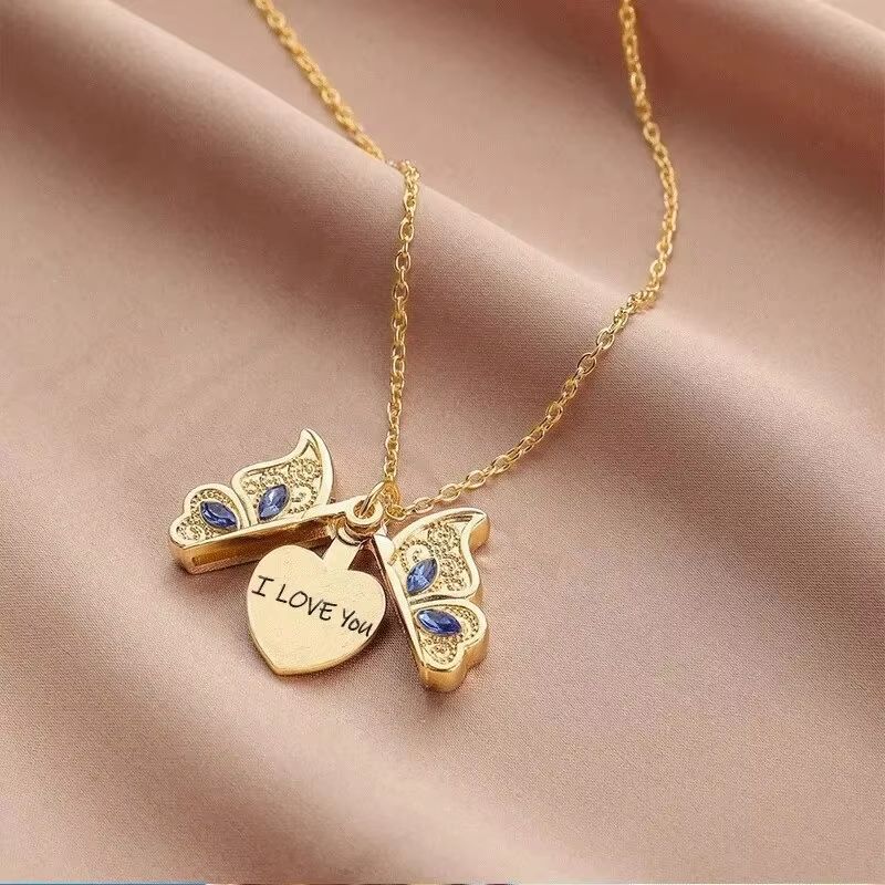 Butterfly Love You Pendant Necklace For Women 3