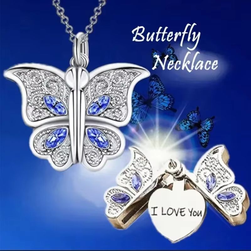 Butterfly Love You Pendant Necklace For Women 4