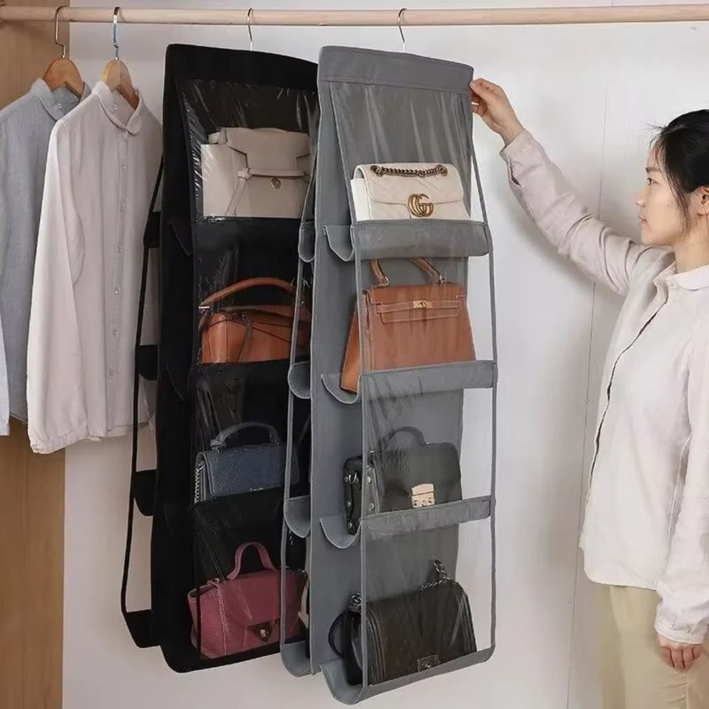 Transparent Hanging Handbag And Shoe Storage Organizer With Hanger 0