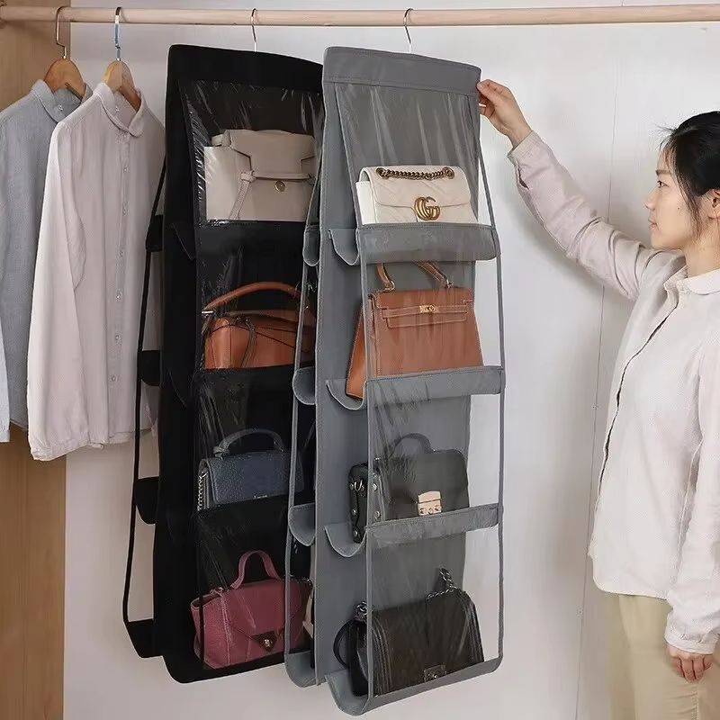 Transparent Hanging Handbag And Shoe Storage Organizer With Hanger 0