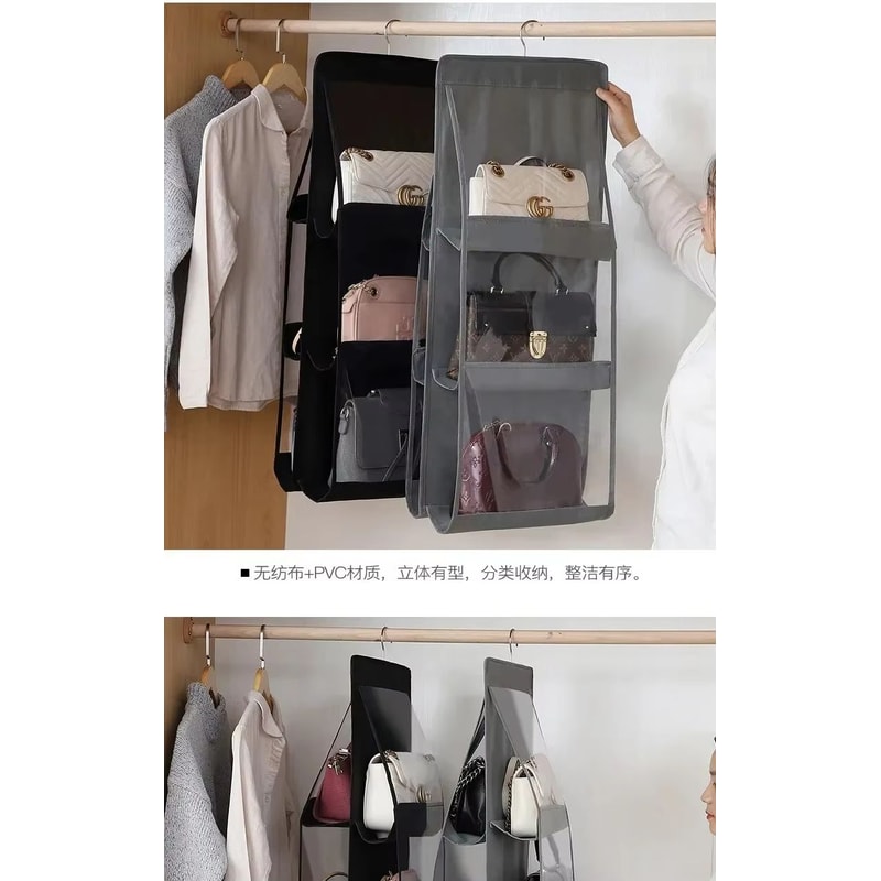Transparent Hanging Handbag And Shoe Storage Organizer With Hanger 2