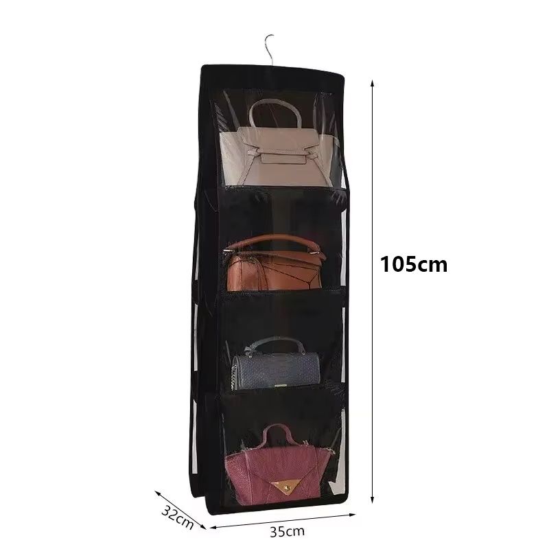 Transparent Hanging Handbag And Shoe Storage Organizer With Hanger 6