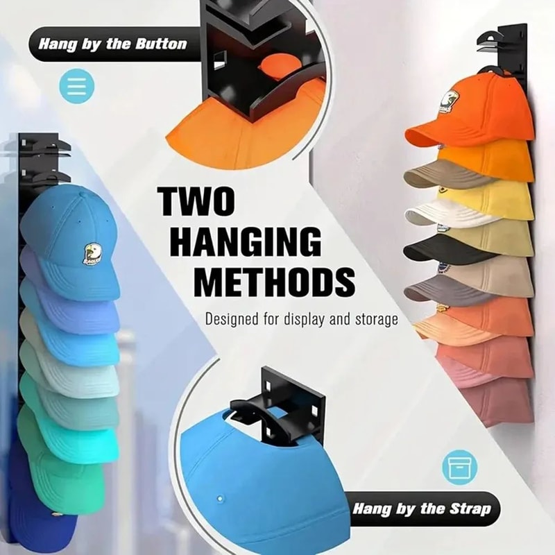 Rotating Baseball Cap Organizer Hat Storage Rack With SpaceSaving Hooks 5