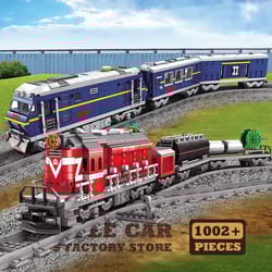 city power train blocks track set with moving locomotive and railway cars