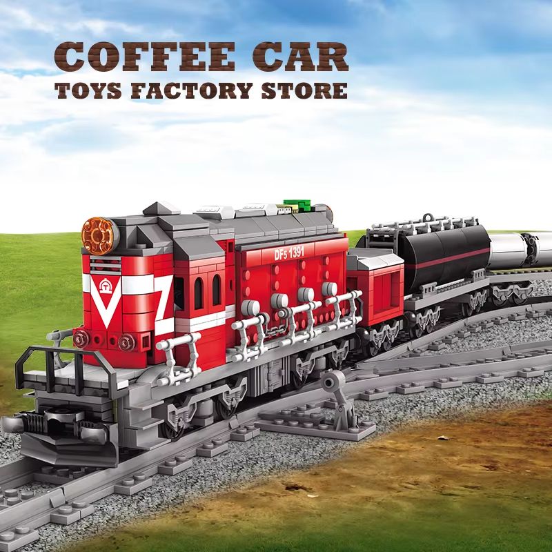 City Power Train Blocks Track Set With Moving Locomotive And Railway Cars 1