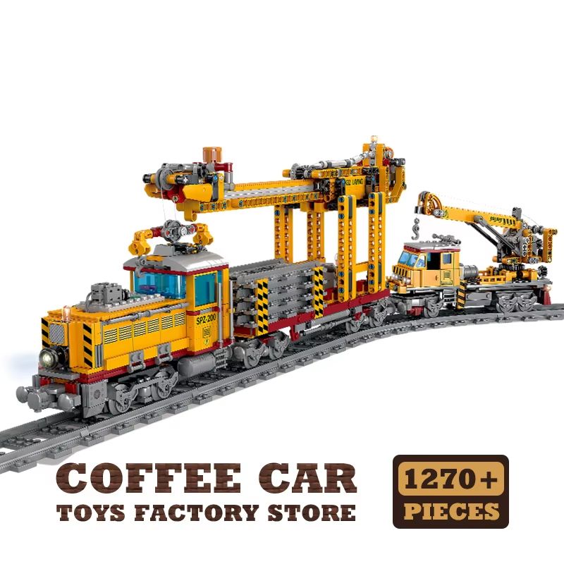 City Power Train Blocks Track Set With Moving Locomotive And Railway Cars 9