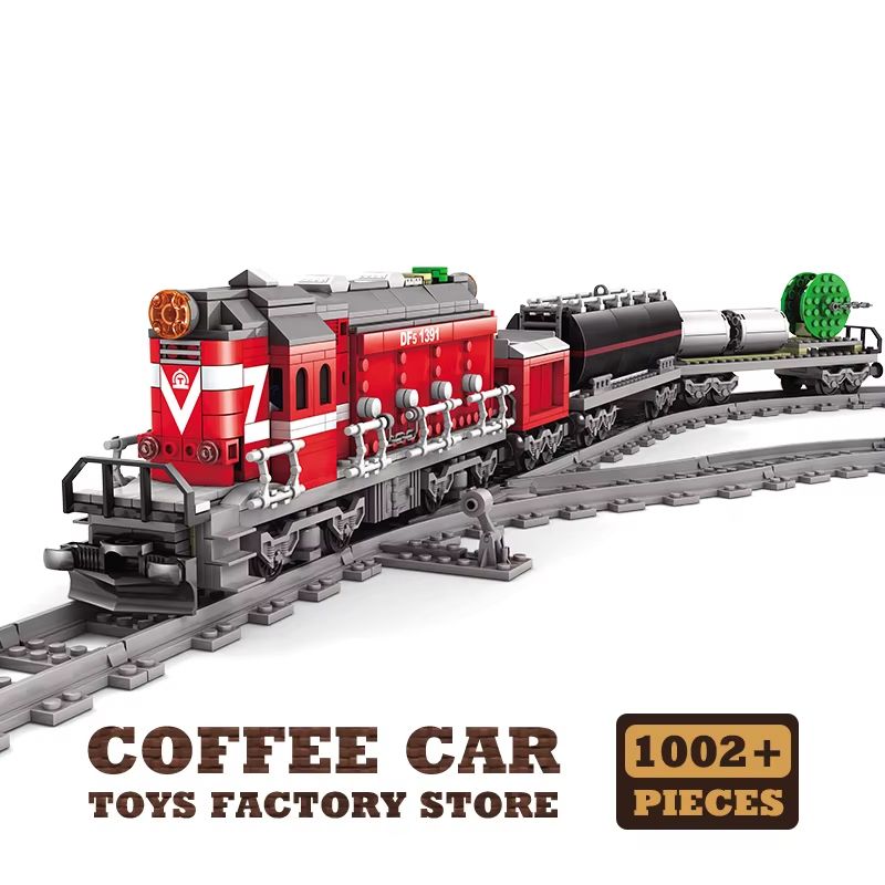 City Power Train Blocks Track Set With Moving Locomotive And Railway Cars 7