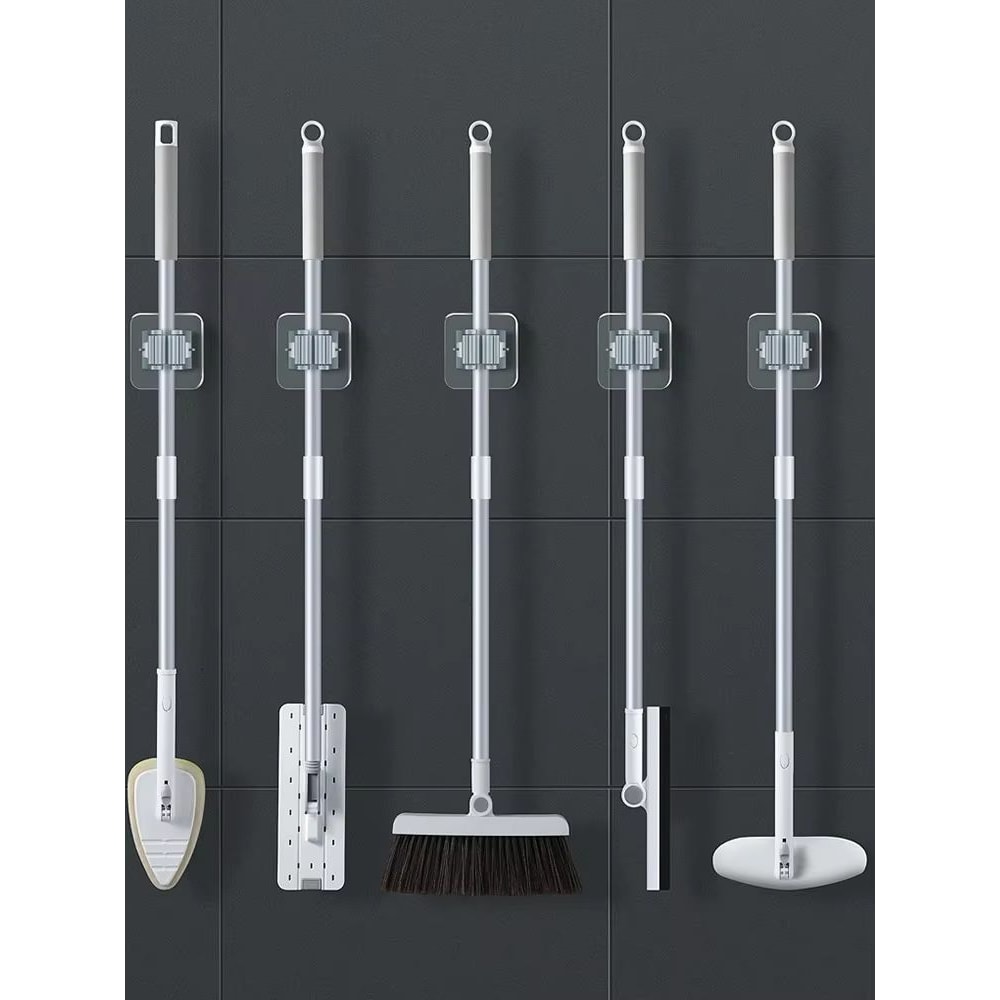 WallMounted Traceless Suction Mop And Broom Storage Rack With Waterproof Clips 5