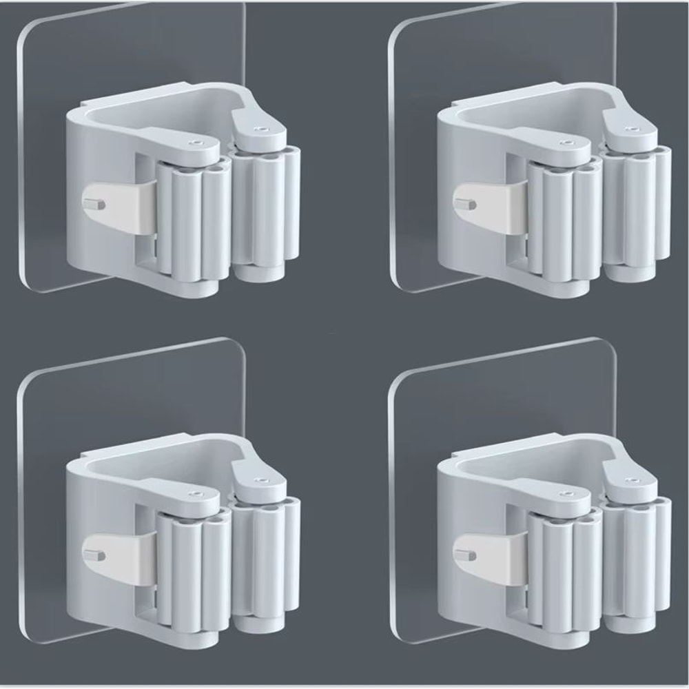 WallMounted Traceless Suction Mop And Broom Storage Rack With Waterproof Clips 7