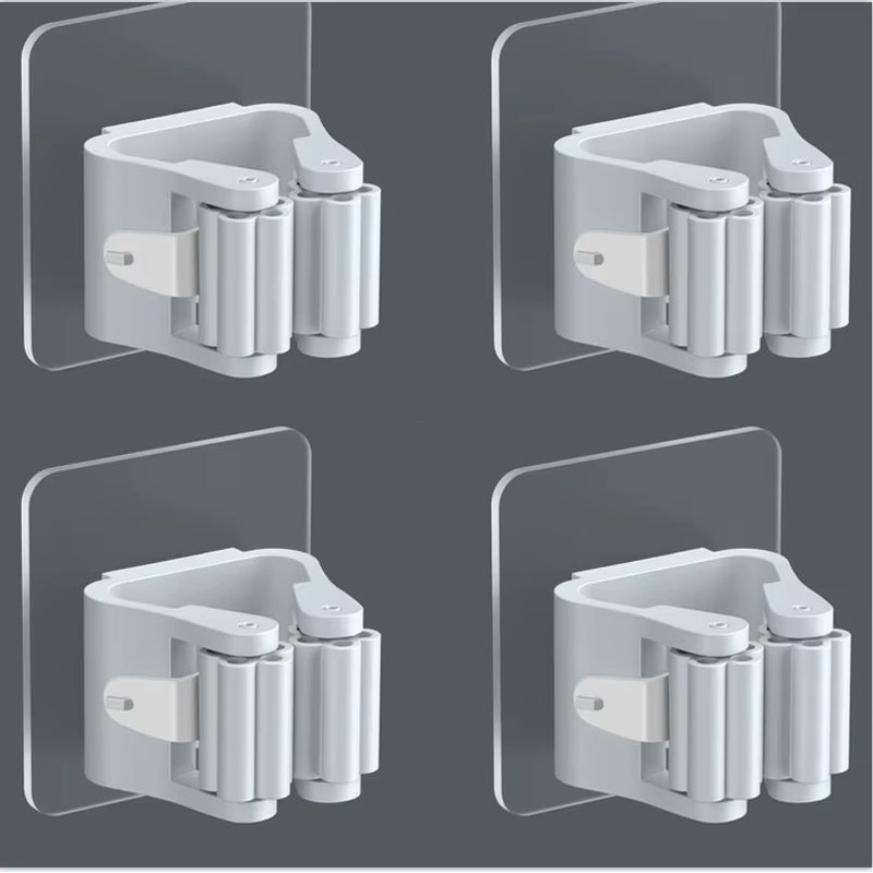 WallMounted Traceless Suction Mop And Broom Storage Rack With Waterproof Clips 7