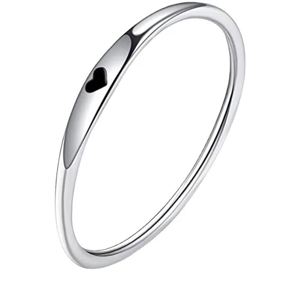 Sterling Silver Heart Carved Promise Ring For Women Stackable Wedding Band Gift 4