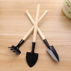 three-piece mini garden tools set for planting and soil work