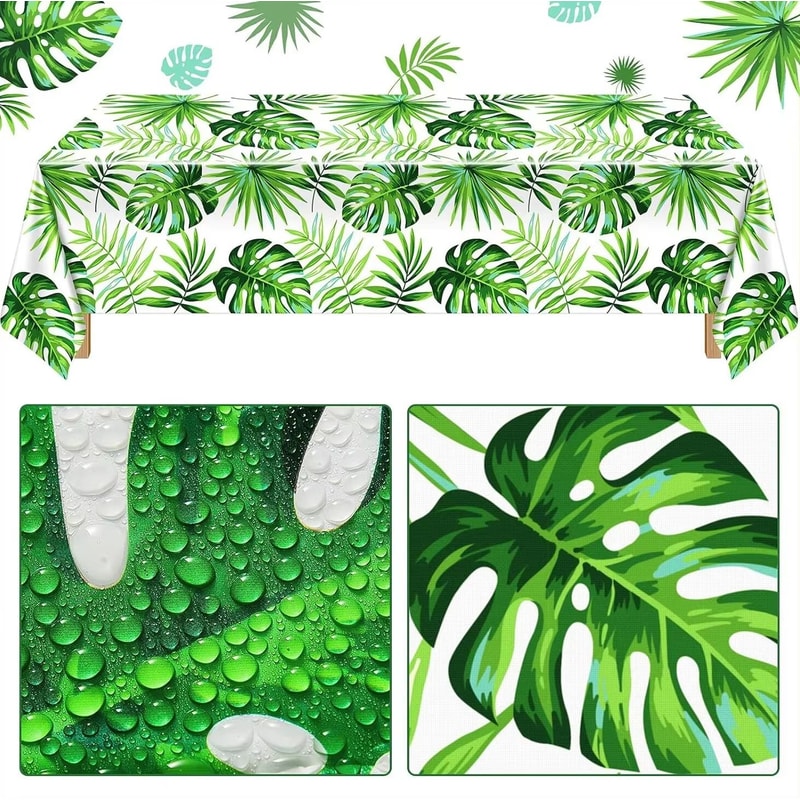 Jungle Palm Leaf Waterproof Birthday Party Table Cloth 3