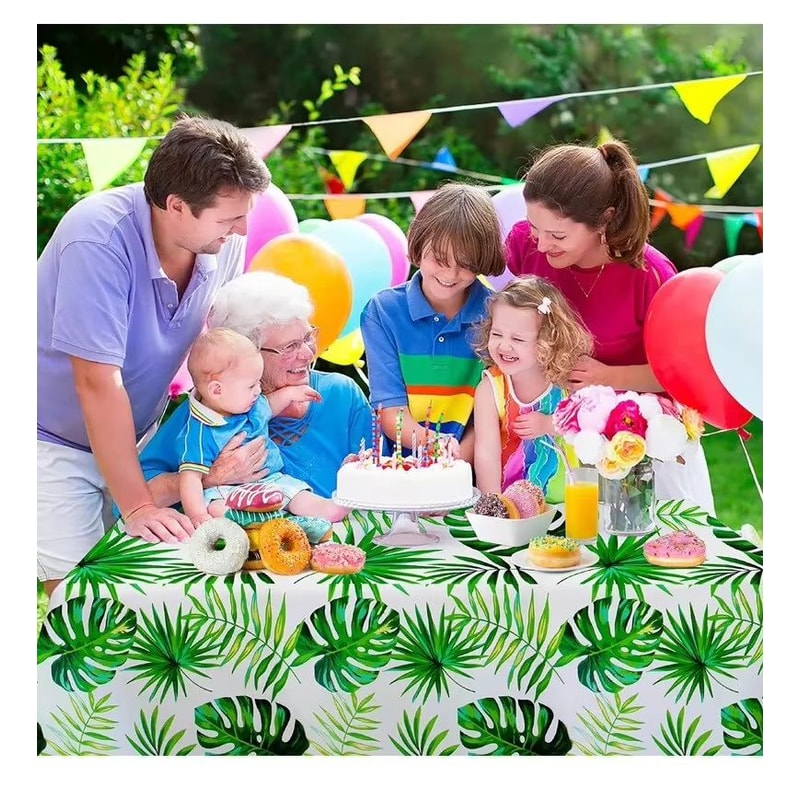 Jungle Palm Leaf Waterproof Birthday Party Table Cloth 4