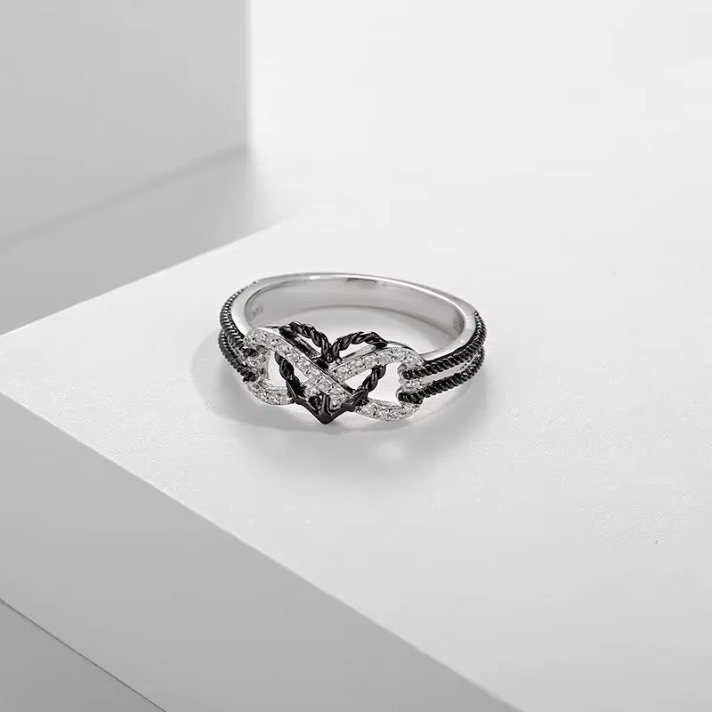 Stainless Steel Celtic Dragon And Heart Zircon Couple Ring Set For Men And Women 5
