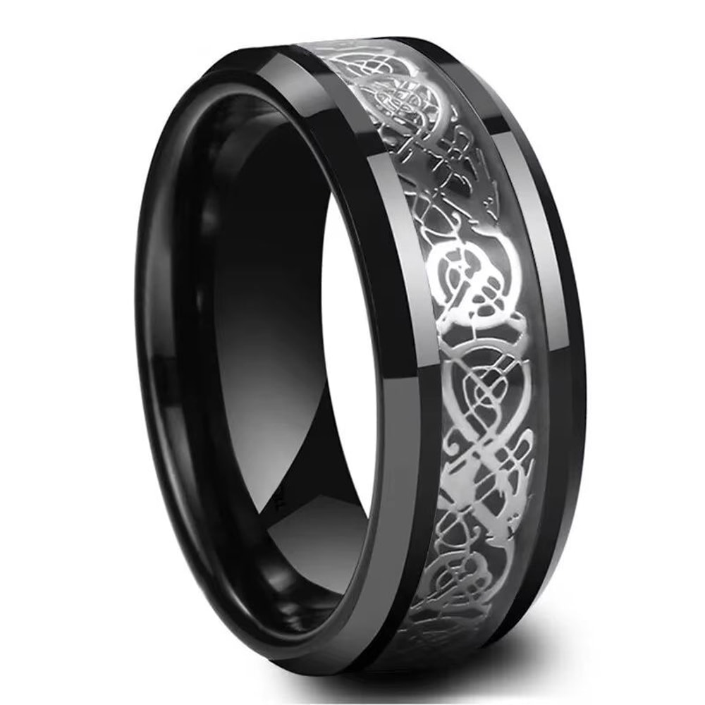Stainless Steel Celtic Dragon And Heart Zircon Couple Ring Set For Men And Women 6