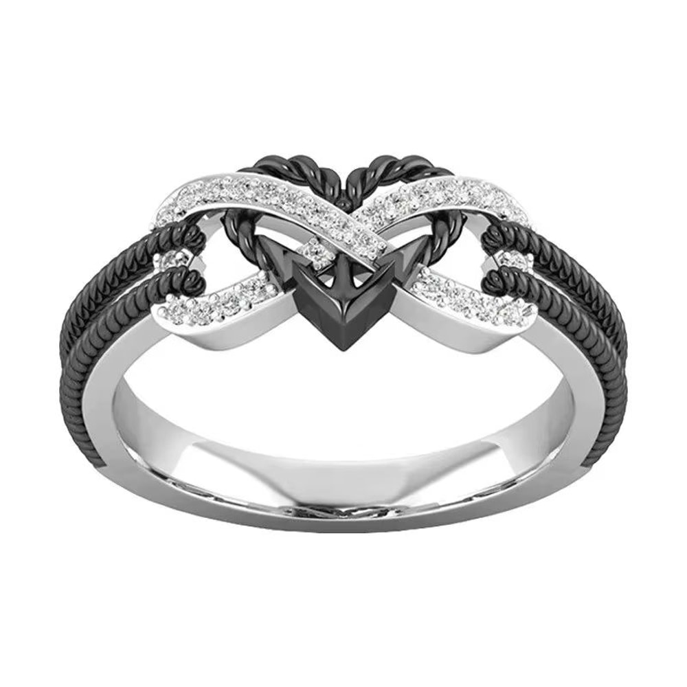 Stainless Steel Celtic Dragon And Heart Zircon Couple Ring Set For Men And Women 7