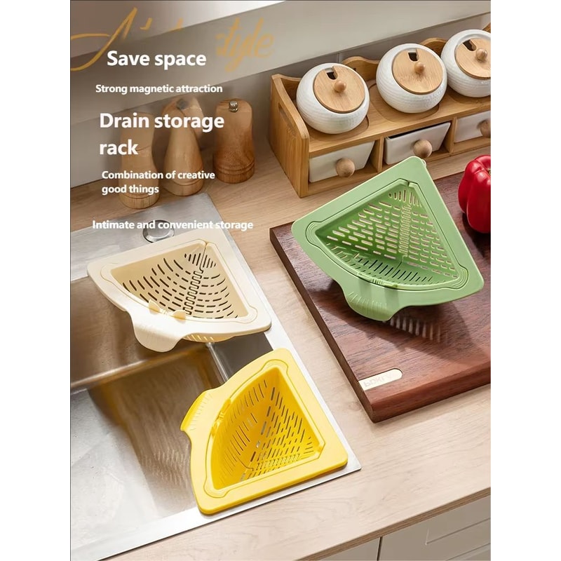 Suction Cup Corner Sink Strainer Basket For Kitchen Storage And Drain Protection 0