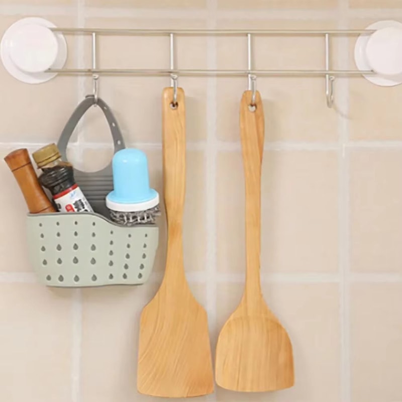 Adjustable Kitchen Sink Hanging Drain Basket And Faucet Holder Organizer 5