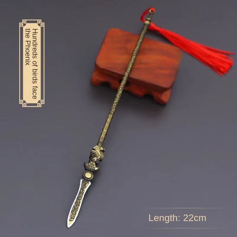 Tiger Head Full Metal Golden Spear Replica Miniature Display Ornament 866in 8