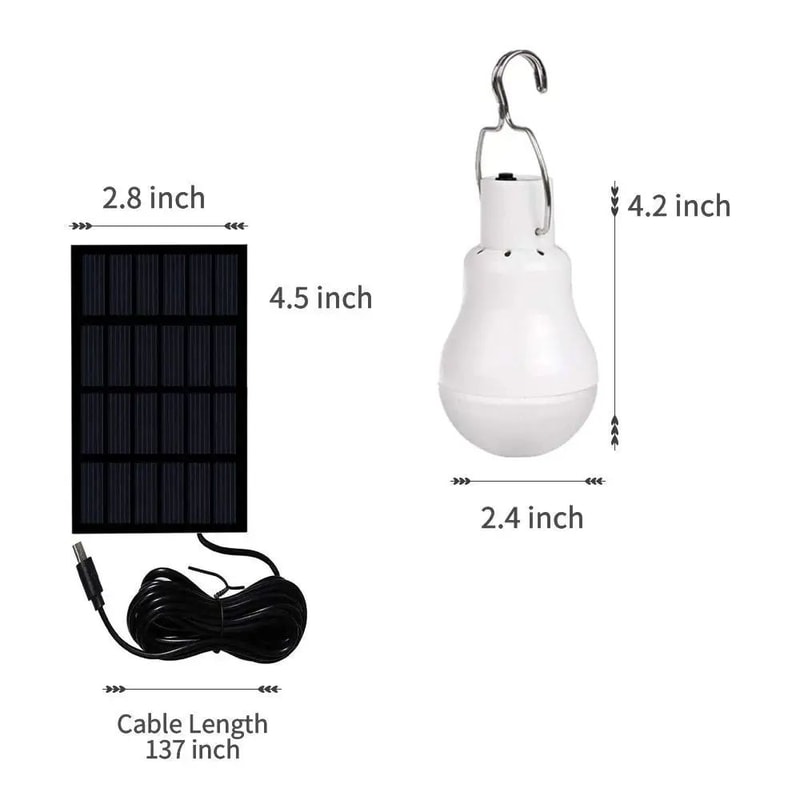 Solar Rechargeable Light Bulb With USB 5V Charging And Hanging Hook 2