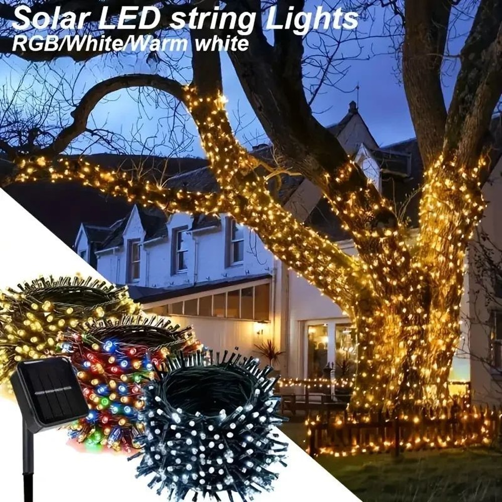Solar String Lights Outdoor 8 Mode Twinkle Fairy Lights With Waterproof Solar Power 0