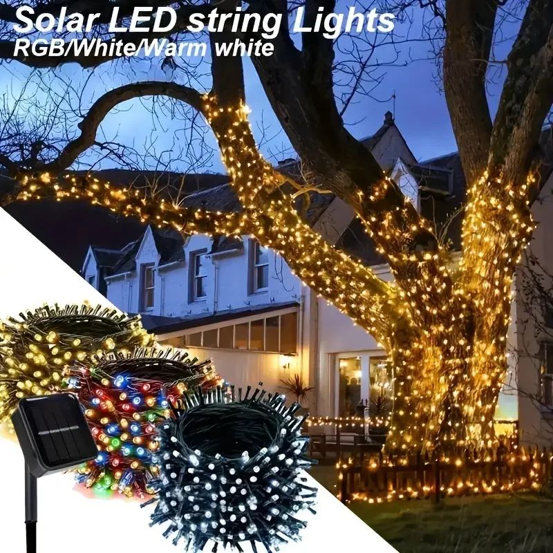 Solar String Lights Outdoor 8 Mode Twinkle Fairy Lights With Waterproof Solar Power 0