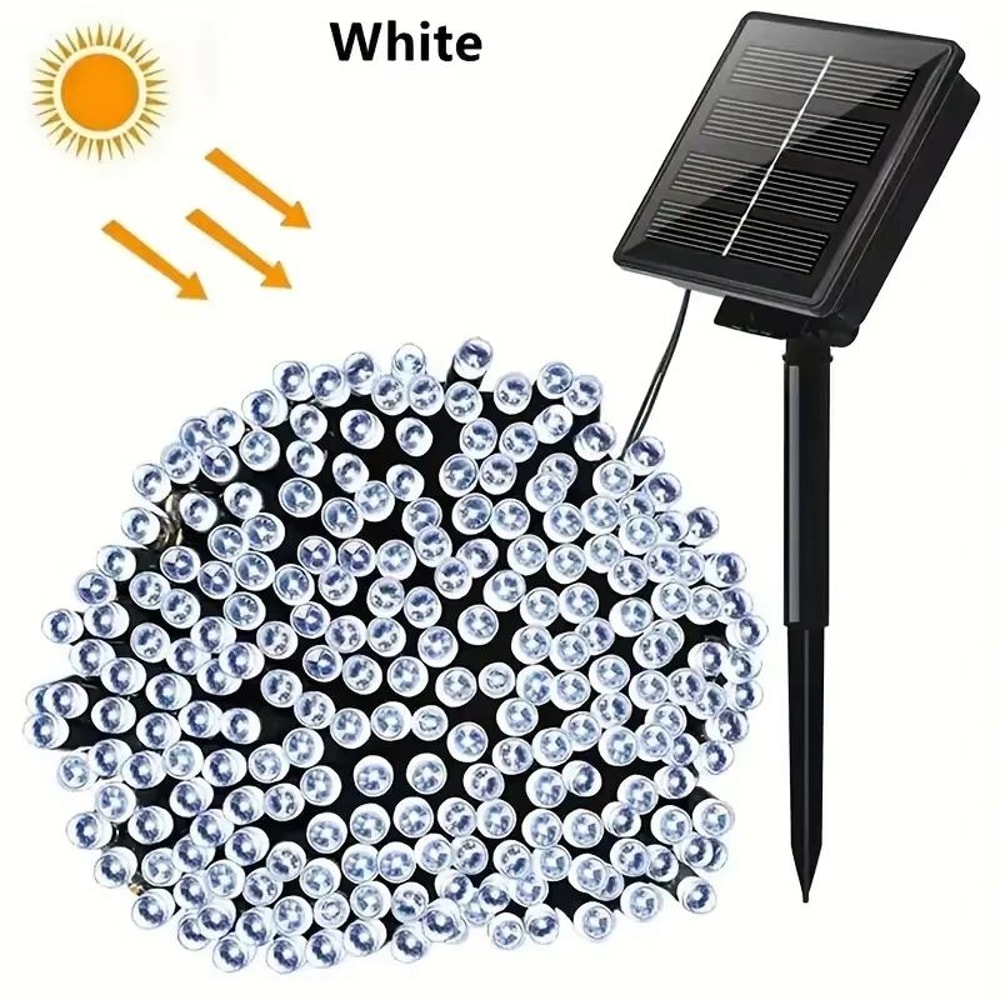 Solar String Lights Outdoor 8 Mode Twinkle Fairy Lights With Waterproof Solar Power 6