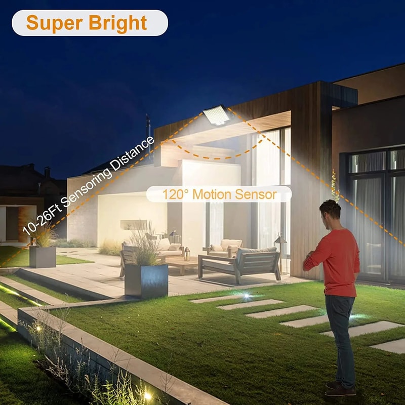 Split Solar Motion Sensor Light With Remote 3 Mode Waterproof Outdoor Floodlight 5