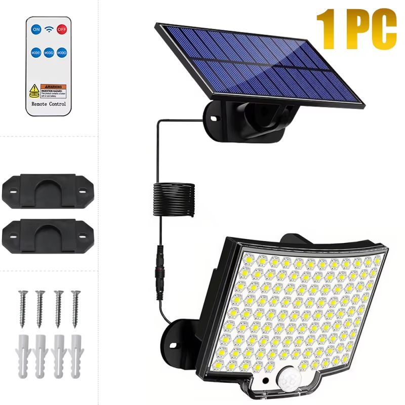 Split Solar Motion Sensor Light With Remote 3 Mode Waterproof Outdoor Floodlight 6