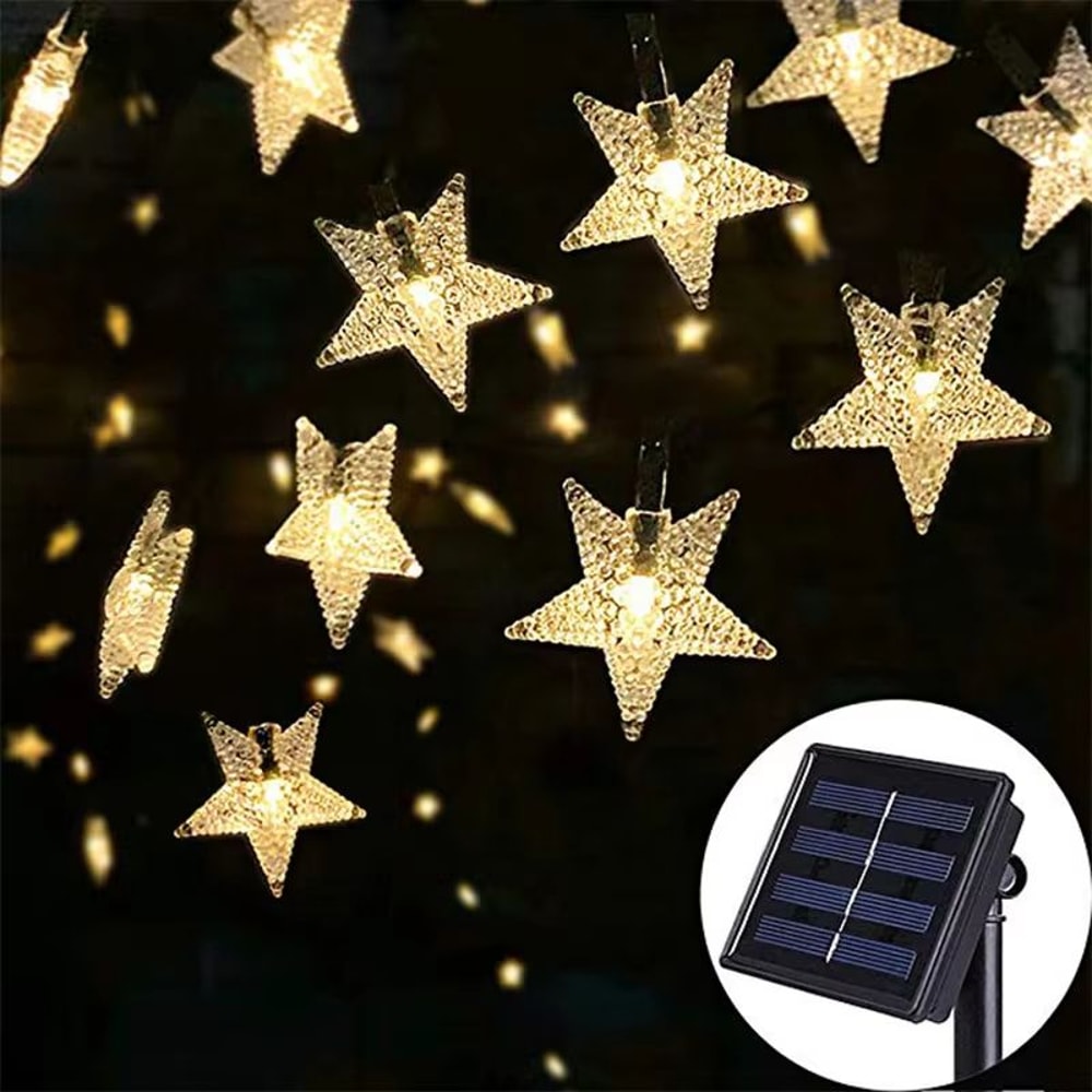 Solar Star String Lights Outdoor Weatherproof 5m 7m 12m Fairy Lights For Christmas And Garden Decor 1