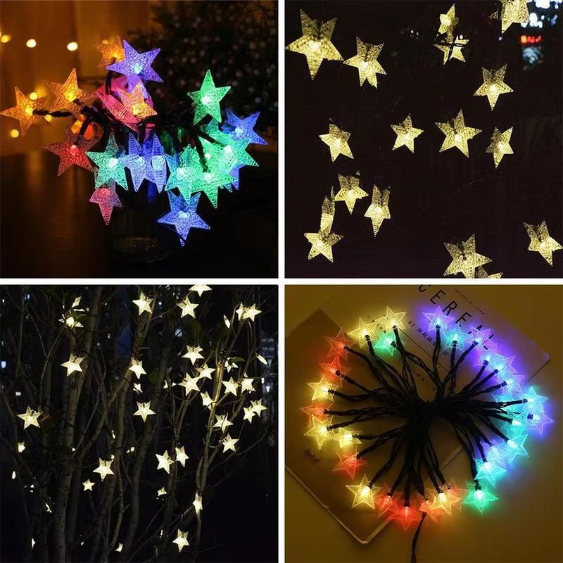 Solar Star String Lights Outdoor Weatherproof 5m 7m 12m Fairy Lights For Christmas And Garden Decor 5
