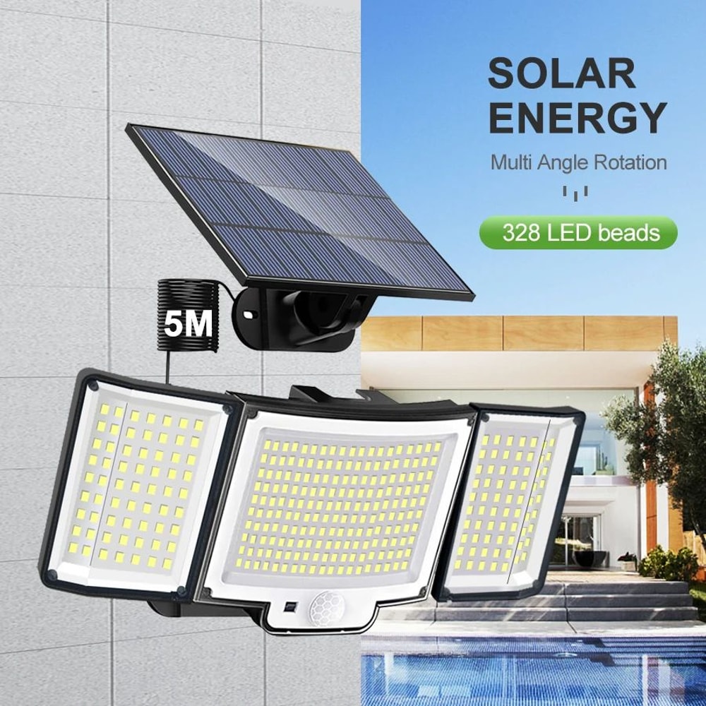 348LED Solar Outdoor Security Motion Sensor Light Waterproof Garden Garage Spotlight 0