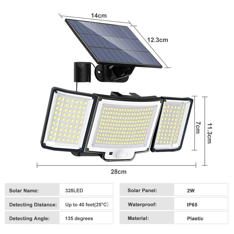 348LED Solar Outdoor Security Motion Sensor Light Waterproof Garden Garage Spotlight 1