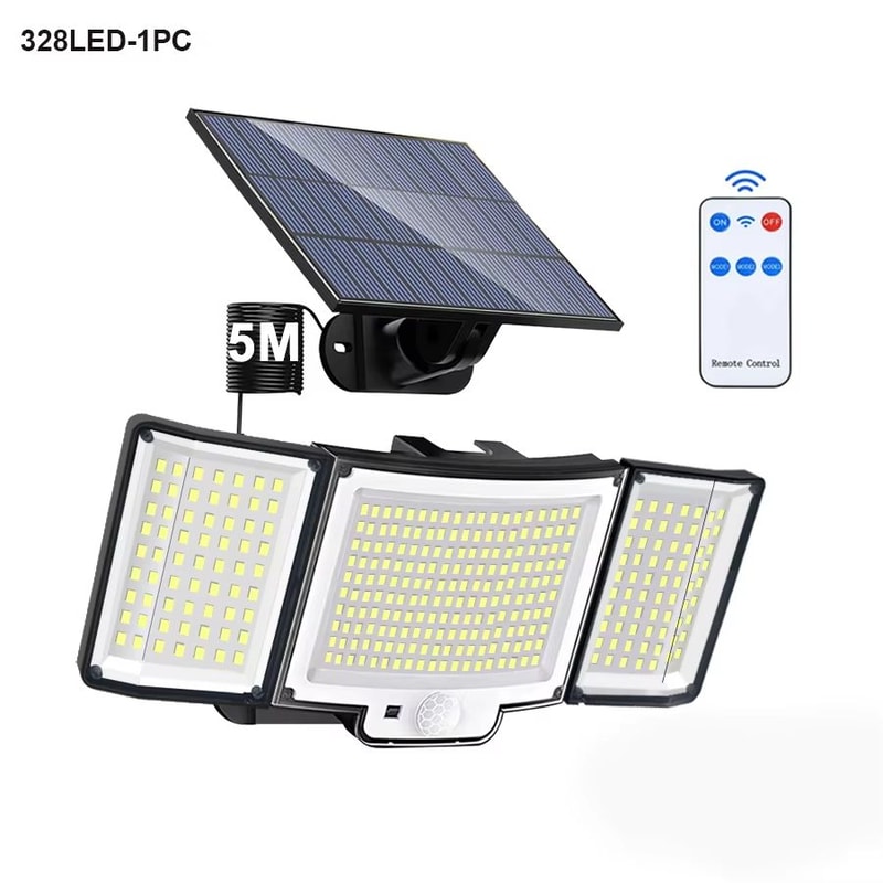 348LED Solar Outdoor Security Motion Sensor Light Waterproof Garden Garage Spotlight 9