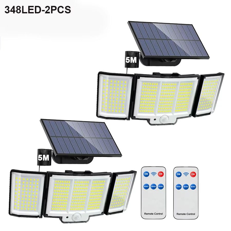 348LED Solar Outdoor Security Motion Sensor Light Waterproof Garden Garage Spotlight 12