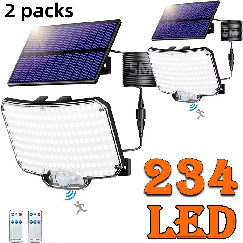 234LED Solar Motion Sensor Outdoor Flood Light With Remote Waterproof Wall Lamp 8