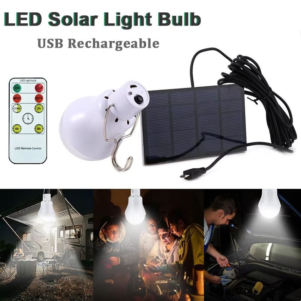 USBSolar Rechargeable Portable Emergency LED Bulb For Camping Hiking Garden Outdoor 0