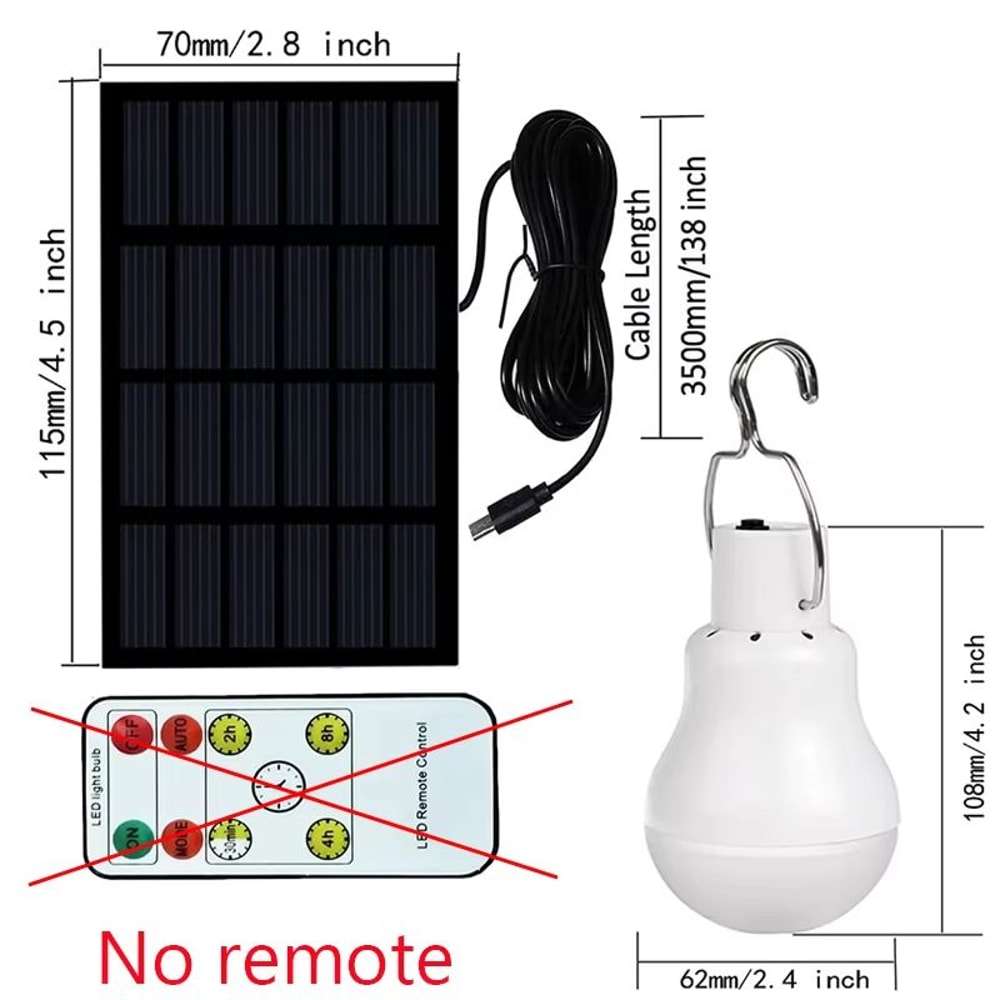 USBSolar Rechargeable Portable Emergency LED Bulb For Camping Hiking Garden Outdoor 6