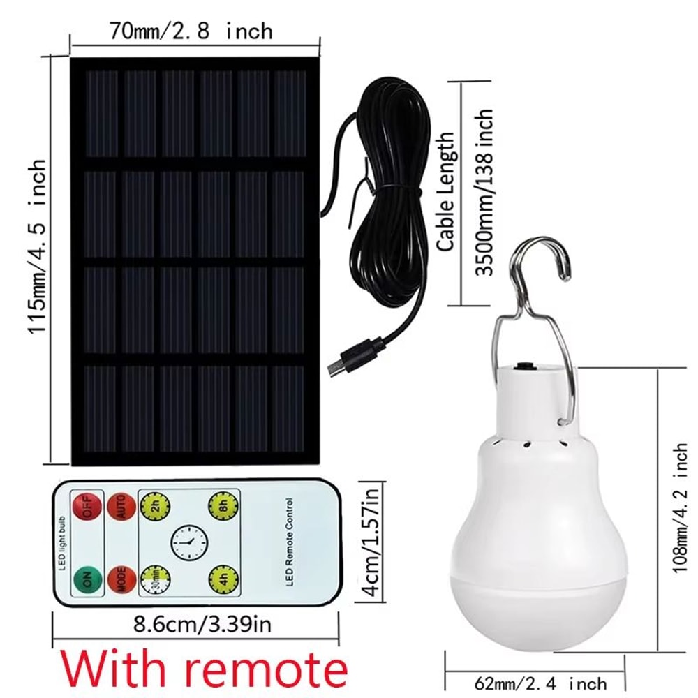 USBSolar Rechargeable Portable Emergency LED Bulb For Camping Hiking Garden Outdoor 7