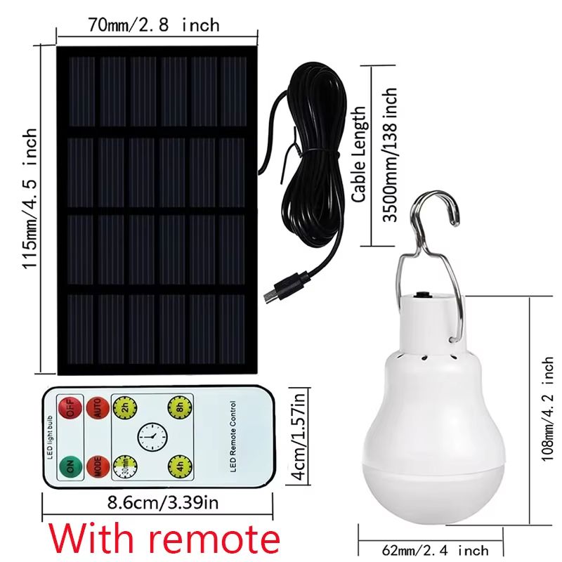 USBSolar Rechargeable Portable Emergency LED Bulb For Camping Hiking Garden Outdoor 7