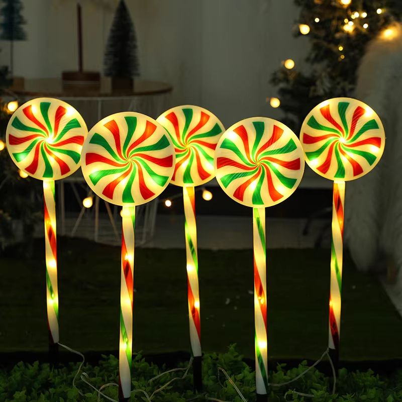 Christmas Solar Candy Cane Pathway Lights 5Pack Outdoor Holiday Lawn Decorations 0