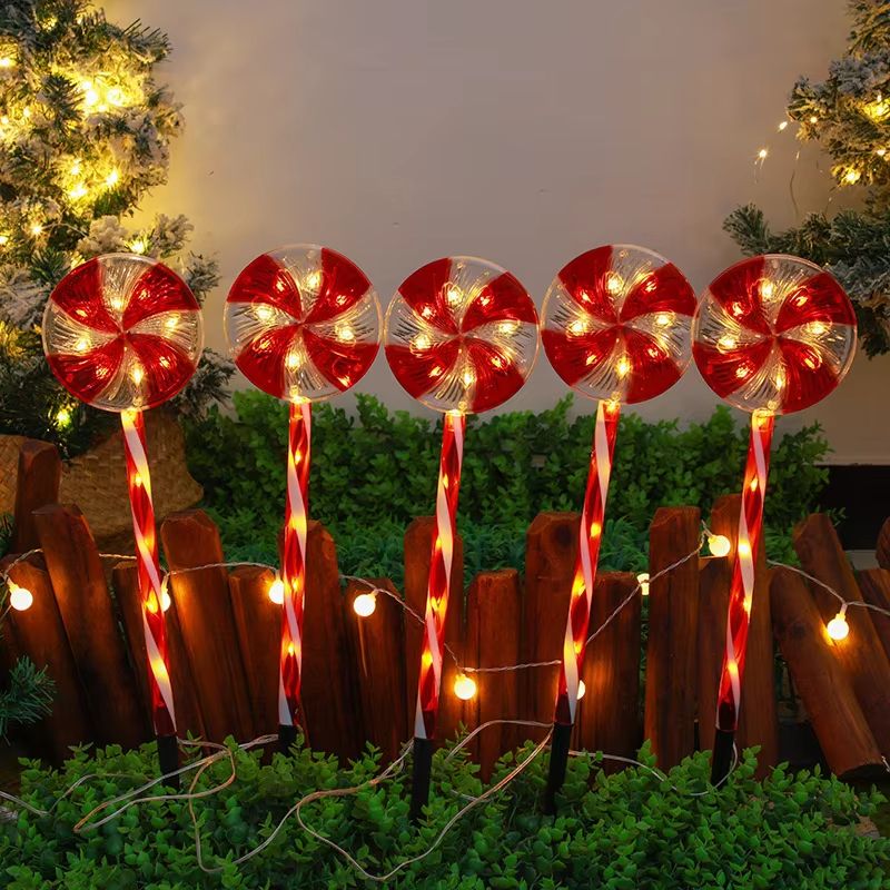 Christmas Solar Candy Cane Pathway Lights 5Pack Outdoor Holiday Lawn Decorations 3