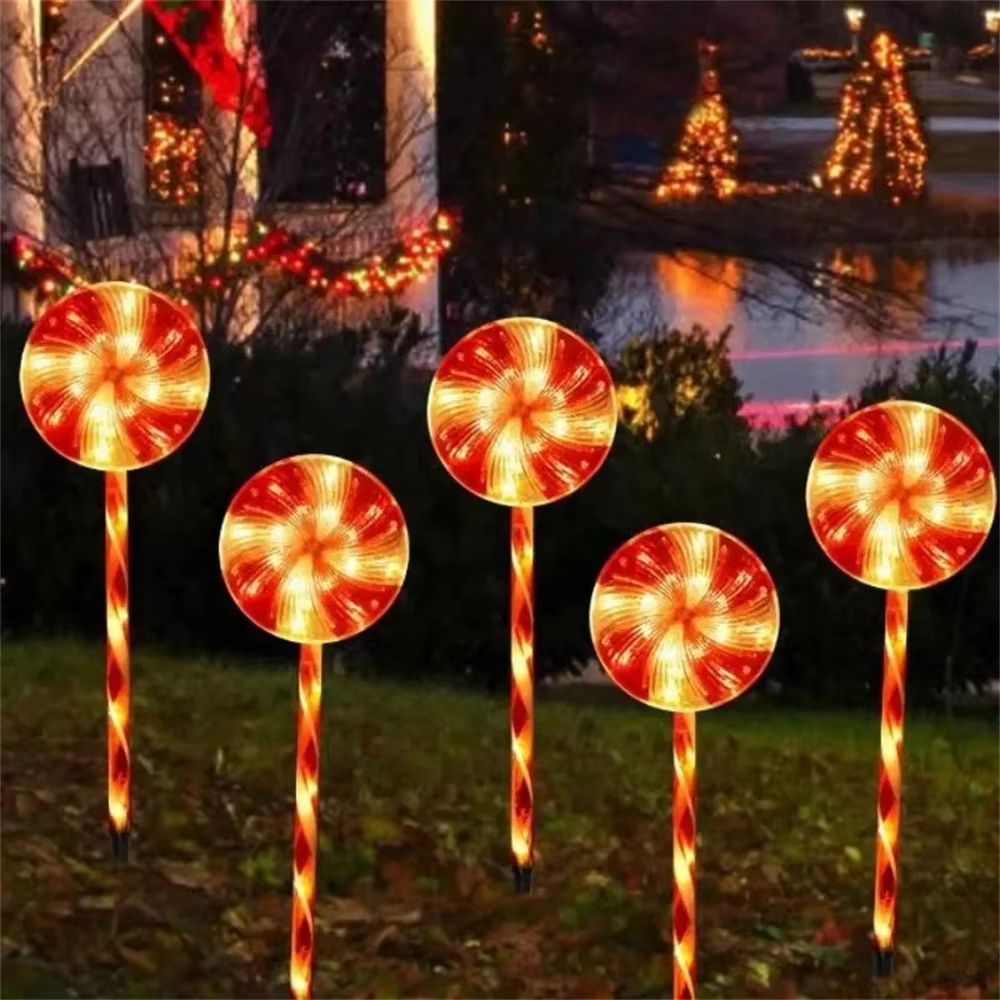 Christmas Solar Candy Cane Pathway Lights 5Pack Outdoor Holiday Lawn Decorations 6