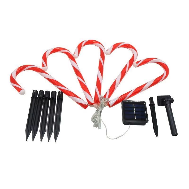 5Pack Solar Christmas Candy Cane Pathway Lights Outdoor Waterproof Holiday Lawn Decorations 6