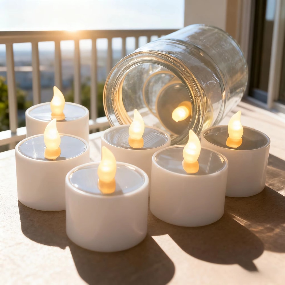 6Pack Solar LED Tea Light Candles Waterproof Outdoor Decor For Garden Camping Lanterns 6
