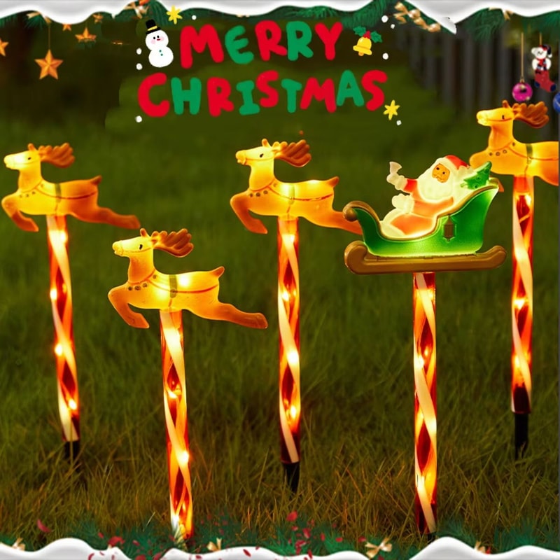 Christmas Deer Pulling Car Santa Claus Lawn Lights Outdoor Holiday Decoration 2