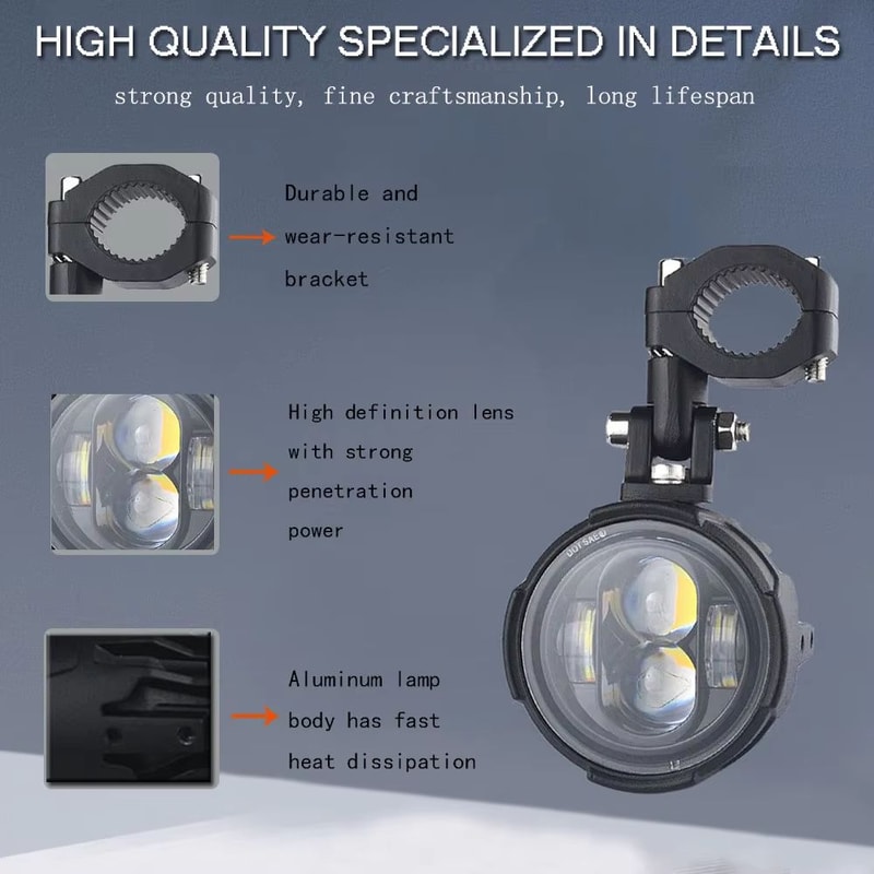 100W DualColor LED Motorcycle Headlight And Fog Driving Lights With Flasher Spotlight 2