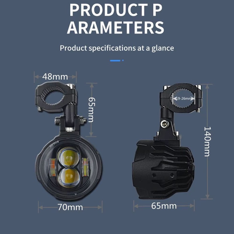 100W Dual Color LED Motorcycle Headlight Fog Lights With Strobe Flash Driving Beam 1